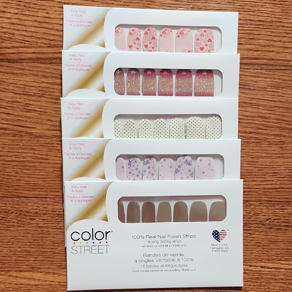Color Street Nail Strips - Pink, White, Purple Designs